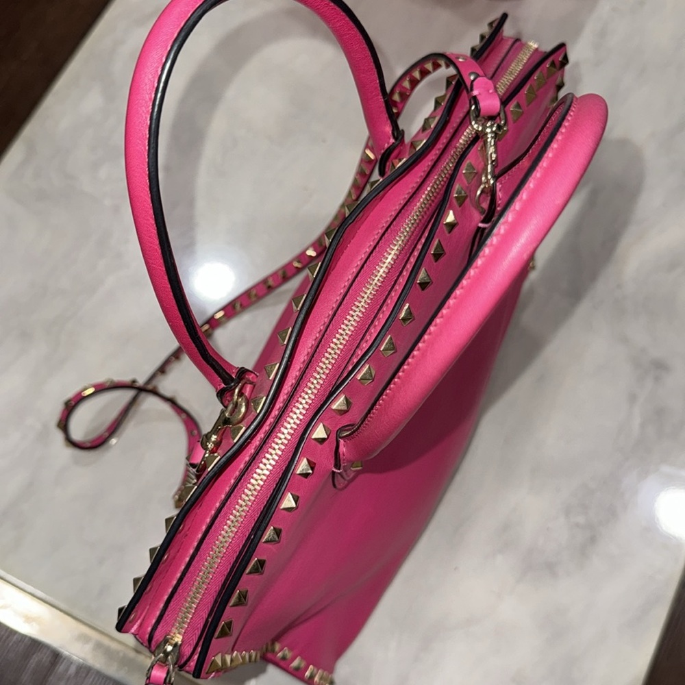 Valentino Hot Pink Studded Tote - Picture 9 of 10